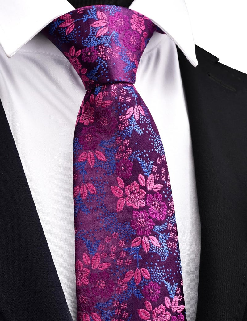 GUSLESON 3.15"(8cm) Fashion Floral Ties Mens Woven Jacquard Necktie for Wedding - Image 2